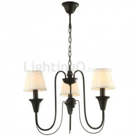 3 Light Black Retro Candle Style Chandelier