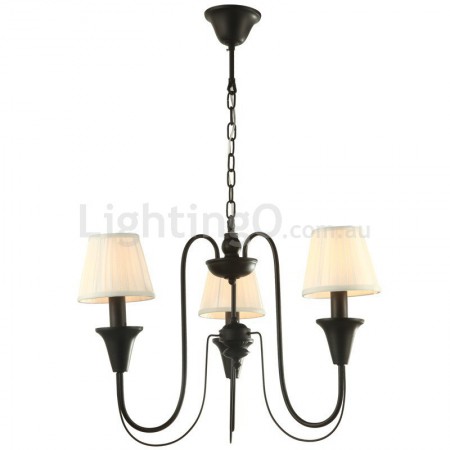 3 Light Black Retro Candle Style Chandelier