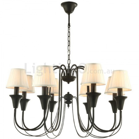 8 Light Black Retro Candle Style Chandelier