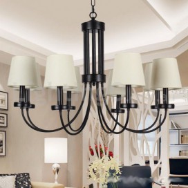 8 Light Retro Contemporary Black Candle Style Chandelier