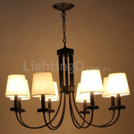 8 Light Retro Contemporary Black Candle Style Chandelier