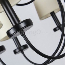 8 Light Retro Contemporary Black Candle Style Chandelier
