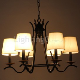 6 Light Black Retro Contemporary Candle Style Chandelier