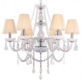 6 Light White K9 Crystal Candle Style Chandelier