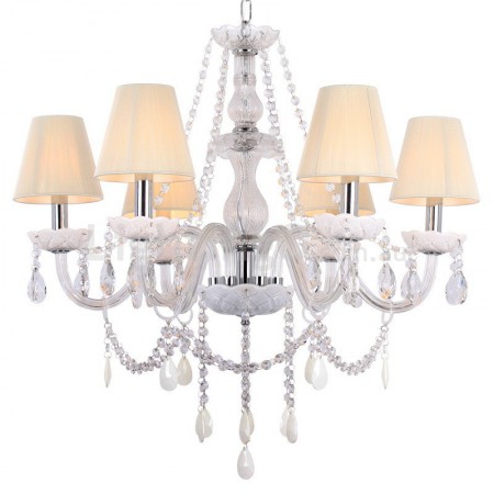 6 Light White K9 Crystal Candle Style Chandelier