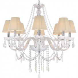 8 Light White K9 Crystal Candle Style Chandelier