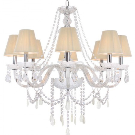 8 Light White K9 Crystal Candle Style Chandelier