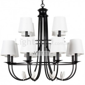 12 Light Retro Black Mediterranean Style Rustic Contemporary Candle Style Chandelier
