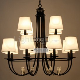 12 Light Retro Black Mediterranean Style Rustic Contemporary Candle Style Chandelier