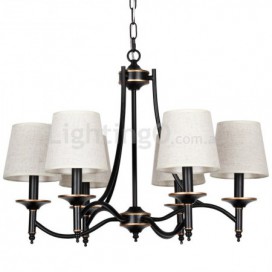 6 Light Rustic Retro Black Contemporary Candle Style Chandelier