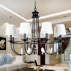 8 Light Retro Black Mediterranean Style Rustic Contemporary Candle Style Chandelier