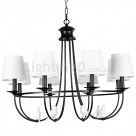 8 Light Retro Black Mediterranean Style Rustic Contemporary Candle Style Chandelier