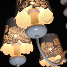 6 Light Modern Contemporary Hollow White Candle Style Chandelier