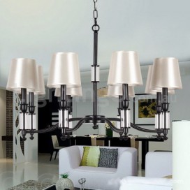 8 Light Black Retro Contemporary LED Candle Style Chandelier