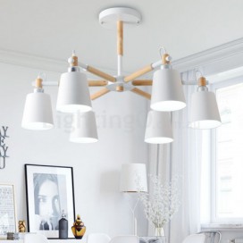 Modern/ Contemporary Wood 6 Light Chandelier