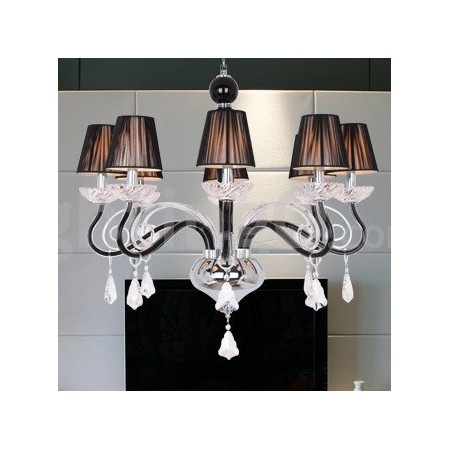 8 Light White Contemporary K9 Crystal Candle Style Chandelier