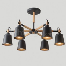 Modern/ Contemporary Wood 6 Light Chandelier