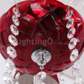 6 Light Red K9 Crystal Candle Style Chandelier