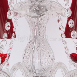 6 Light Red K9 Crystal Candle Style Chandelier