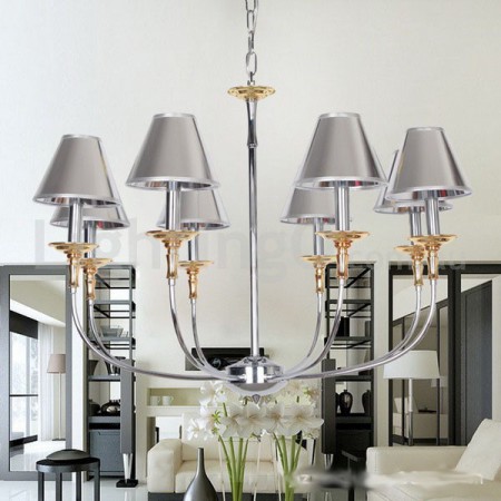 8 Light Modern Contemporary Chrome Candle Style Chandelier