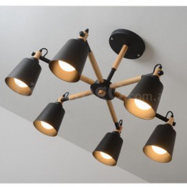 Modern/ Contemporary Wood 6 Light Chandelier