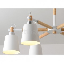 Modern/ Contemporary Wood 6 Light Chandelier