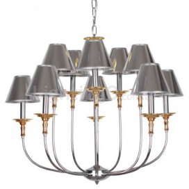 10 Light Modern Contemporary Chrome Candle Style Chandelier