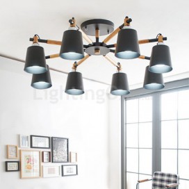 8 Light Modern/ Contemporary Wood Chandelier
