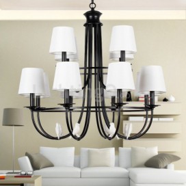 12 Light Rustic Retro Black Hotel 2 Tier Chandelier Candle Style Chandelier