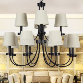 12 Light Rustic Retro Black Hotel 2 Tier Chandelier Candle Style Chandelier