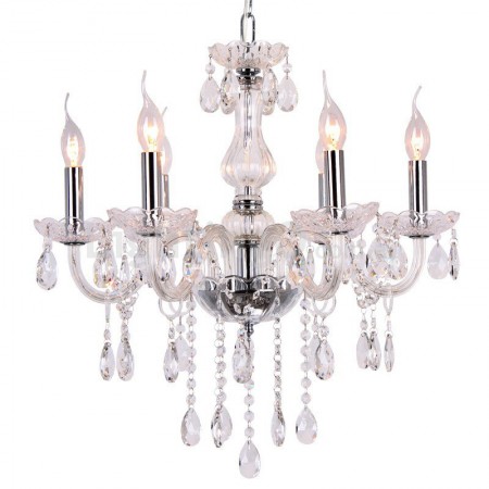 6 Light Contemporary K9 Crystal Candle Style Chandelier