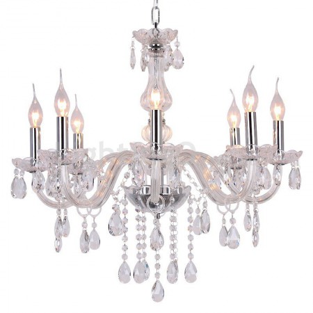 8 Light Contemporary K9 Crystal Candle Style Chandelier