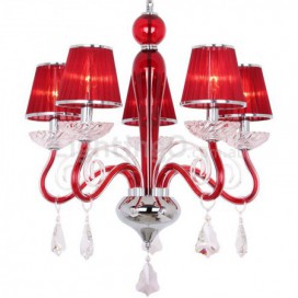 5 Light Red Contemporary K9 Crystal Candle Style Chandelier