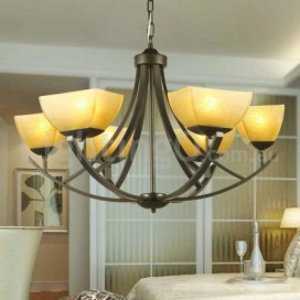 6 Light Mediterranean Style Black Candle Style Chandelier