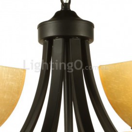 6 Light Mediterranean Style Black Candle Style Chandelier