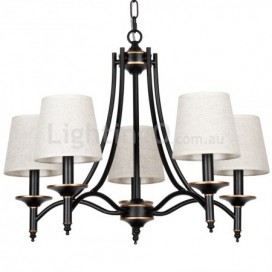 5 Light Rustic Retro Black Contemporary Candle Style Chandelier
