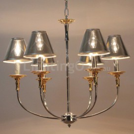 6 Light Modern Contemporary Chrome Candle Style Chandelier