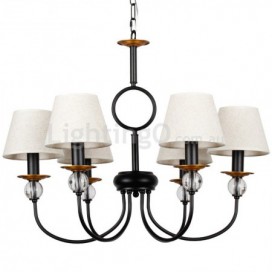 6 Light Rustic Retro Black Mediterranean Style Contemporary Candle Style Chandelier
