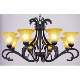 8 Light Black Contemporary Candle Style Chandelier