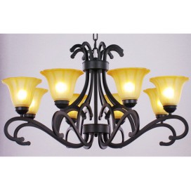 8 Light Black Contemporary Candle Style Chandelier