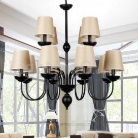 12 Light Rustic 2 Tier Retro Contemporary Candle Style Chandelier
