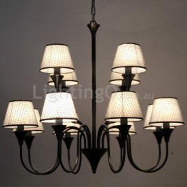 12 Light Rustic Modern Contemporary Retro Black Candle Style Chandelier
