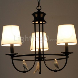 3 Light Retro Black Mediterranean Style Rustic Contemporary Candle Style Chandelier