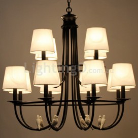12 Light Retro Black Mediterranean Style Rustic Contemporary Candle Style Chandelier