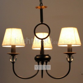 3 Light Rustic Retro Black Mediterranean Style Contemporary Candle Style Chandelier