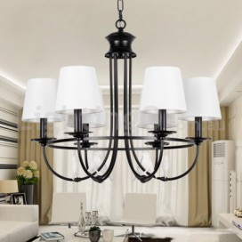 6 Light Retro Black Mediterranean Style Rustic Contemporary Candle Style Chandelier