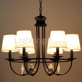 6 Light Retro Black Mediterranean Style Rustic Contemporary Candle Style Chandelier