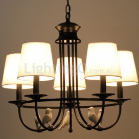 5 Light Retro Black Mediterranean Style Rustic Contemporary Candle Style Chandelier