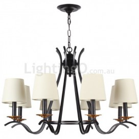 8 Light Black Retro Contemporary Candle Style Chandelier