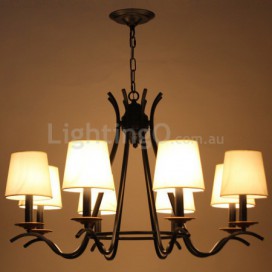 8 Light Black Retro Contemporary Candle Style Chandelier